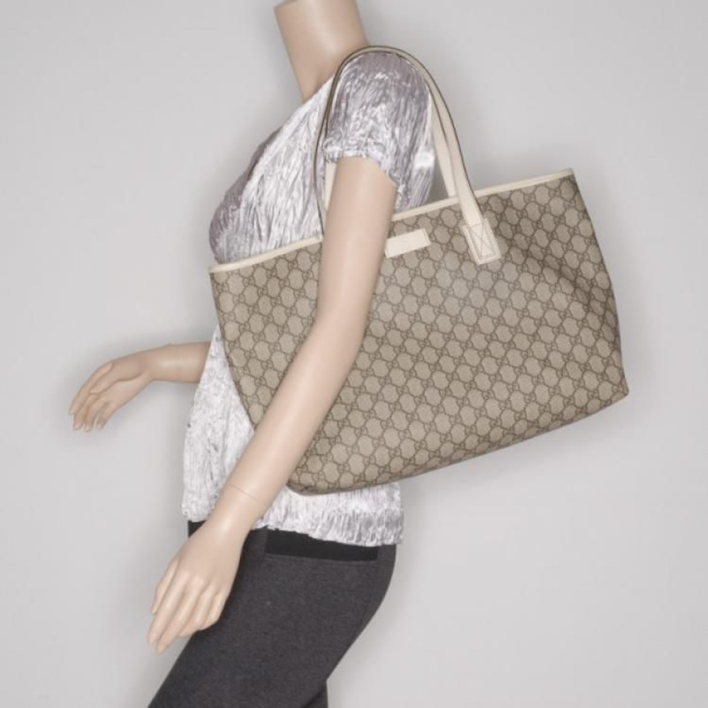 Authentic Gucci Gg Monogram Tote Bag Beige/Cream - Picture 6 of 14